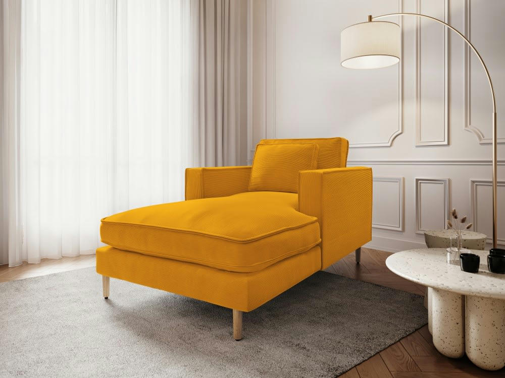 ALEXIS - Méridienne 1 place en tissu structuré jaune