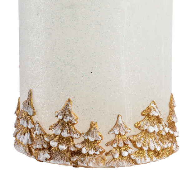 Świeca Lampion Walec LAS Biało-złoty 24cm
