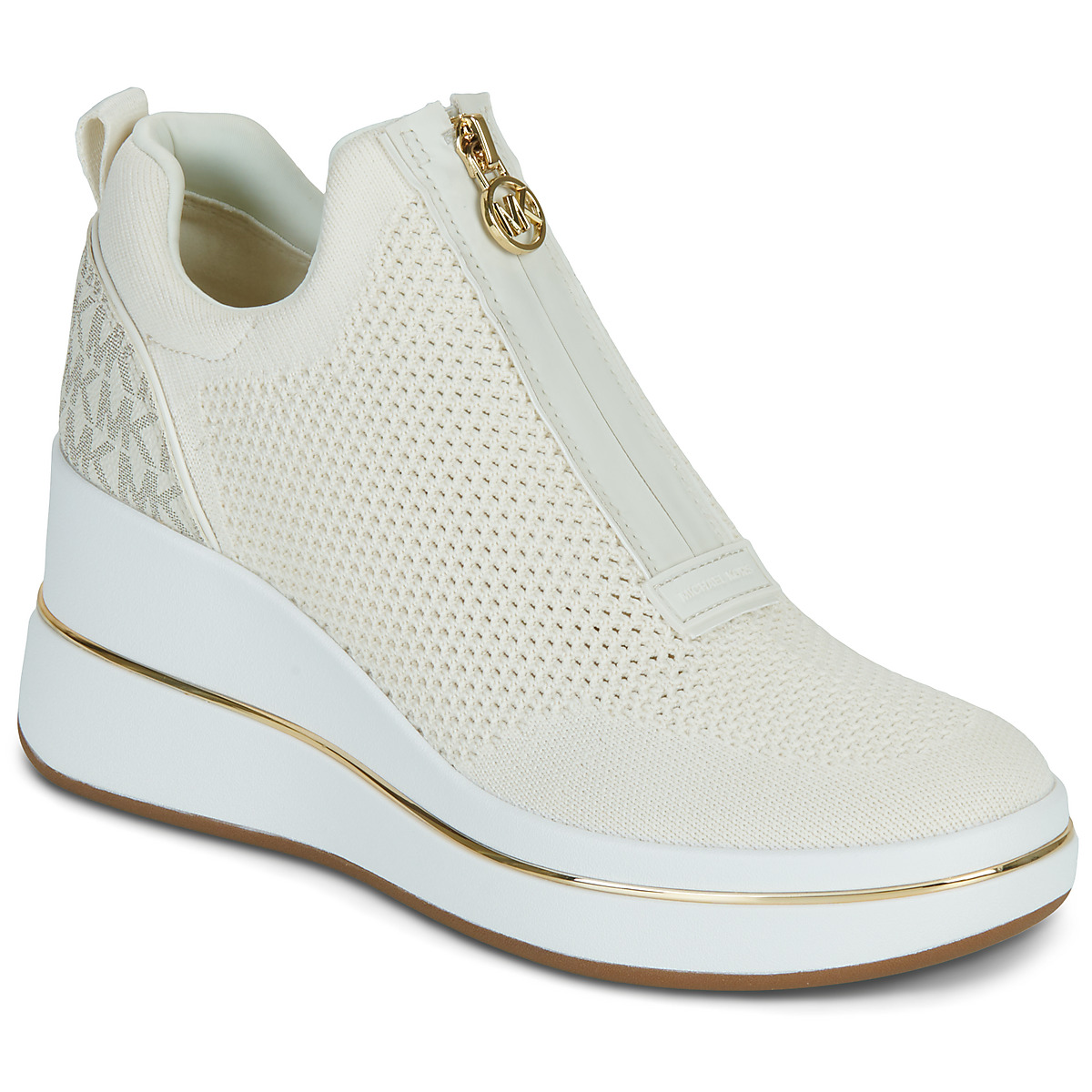 MICHAEL Michael Kors - EMMY WEDGE ZIP SLIP ON - Beige / Gold