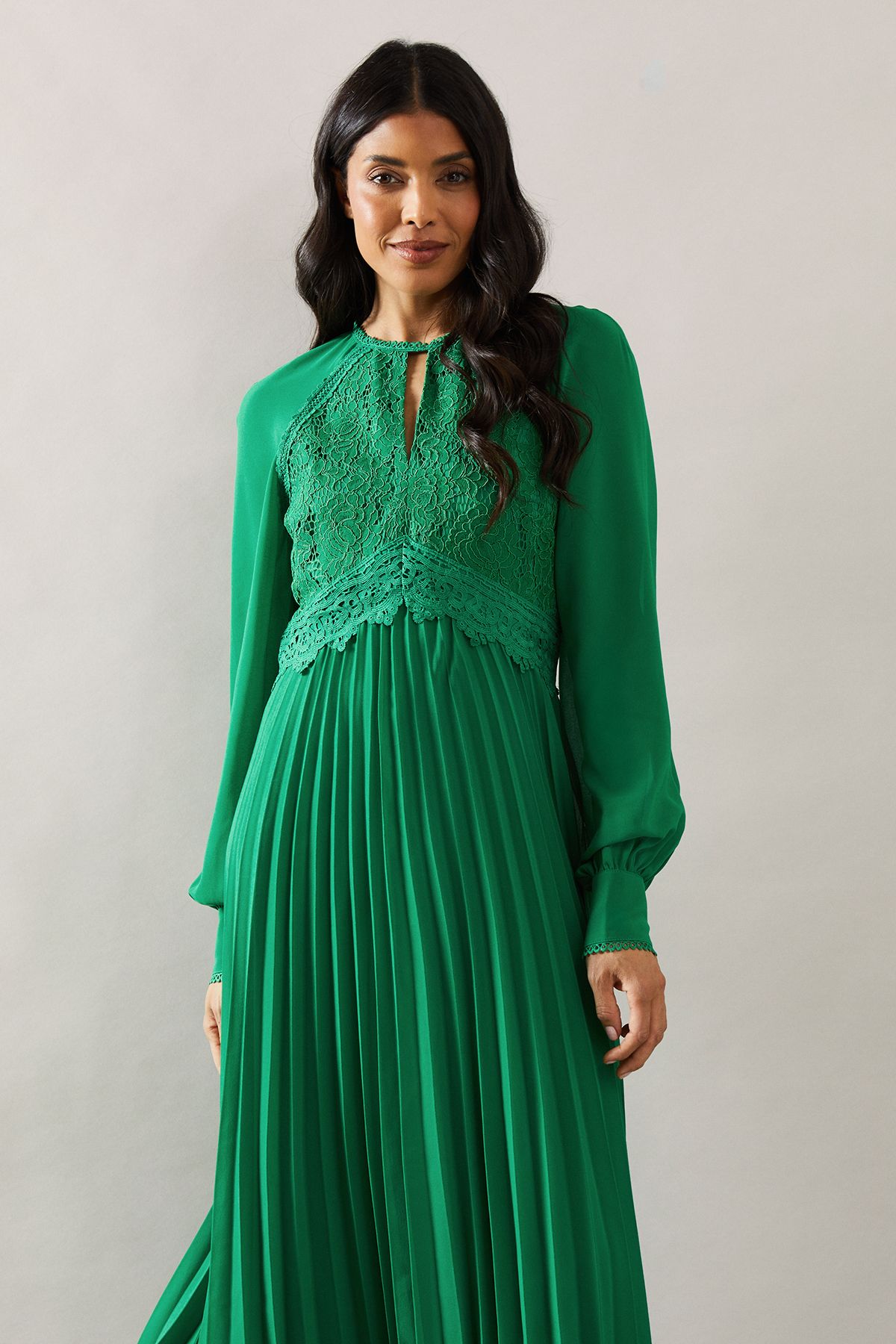 Wallis Occasion Lace Insert Pleated Midi Dress