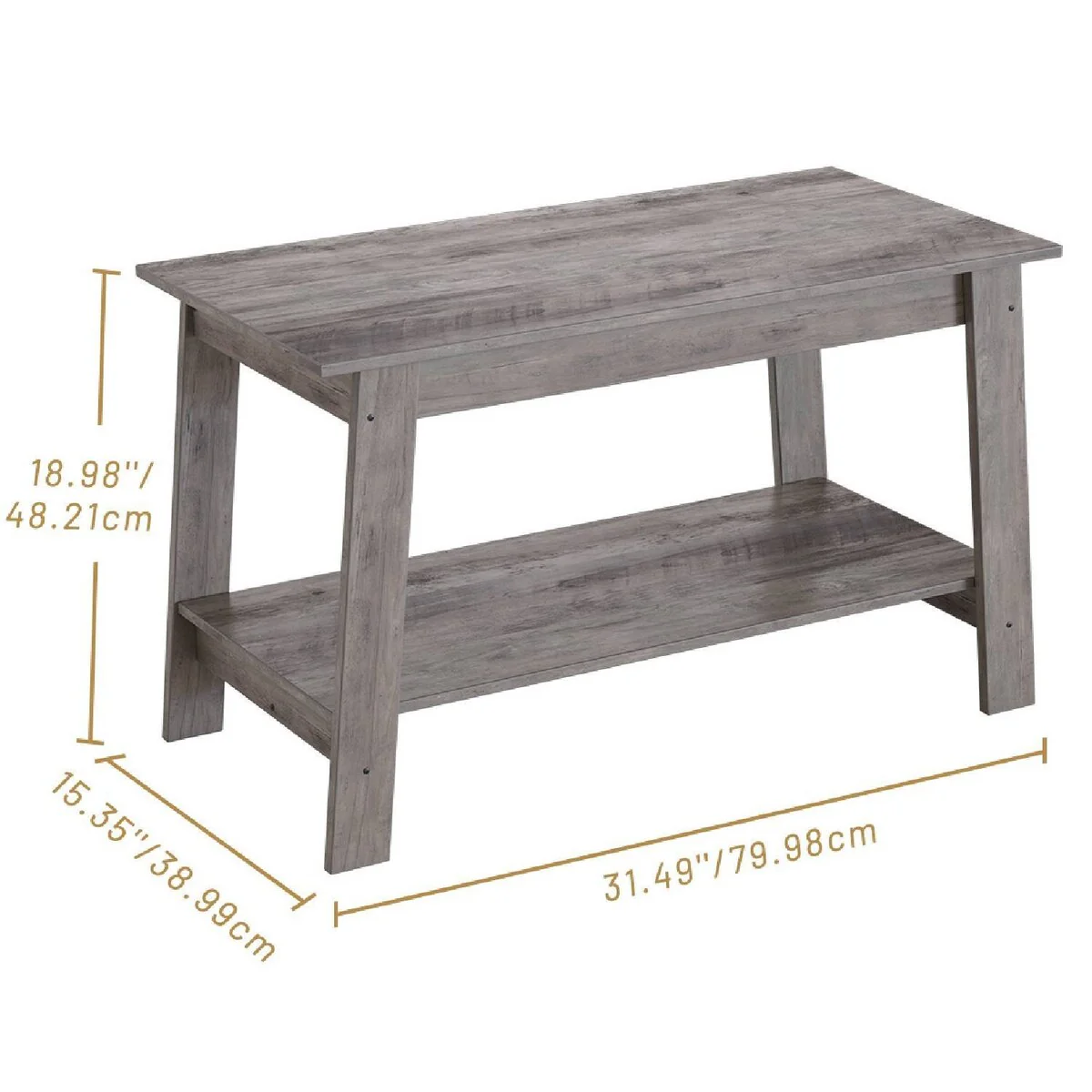 Small Living Room Rustic 2-Tier Coffee Table
