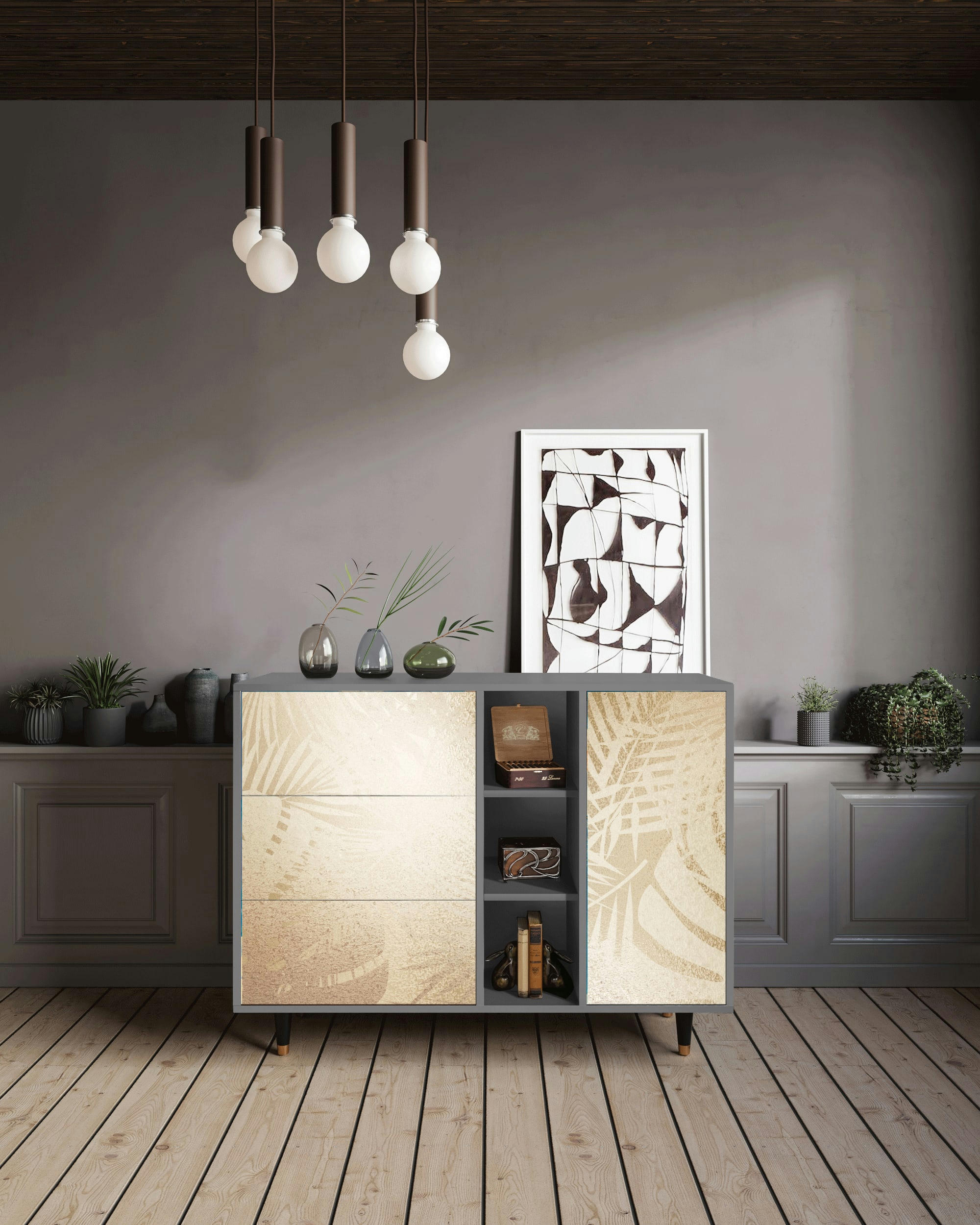 PLANT OF THE DESSERT - Buffet  sable 3 tiroirs et 1 porte L 125 cm