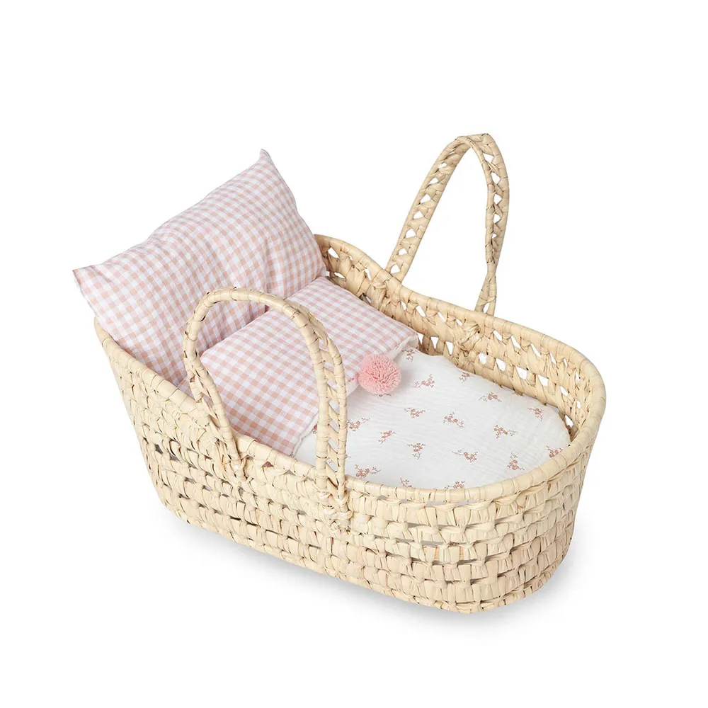 Antonio Juan Small Palm Basket With Flowers And Vichy baby doll