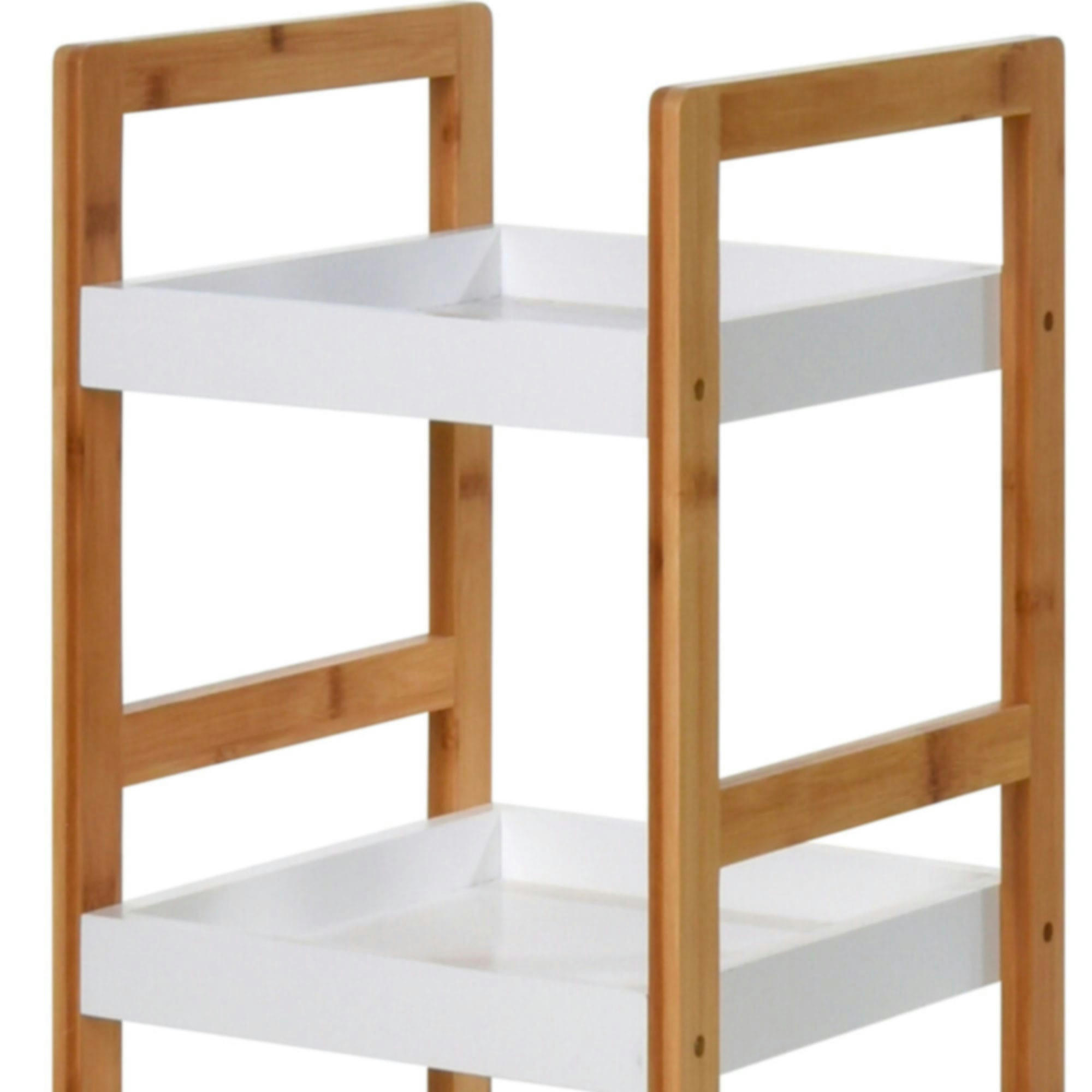 - Étagère salle de bain bambou et bois blanc - 30x30x72cm