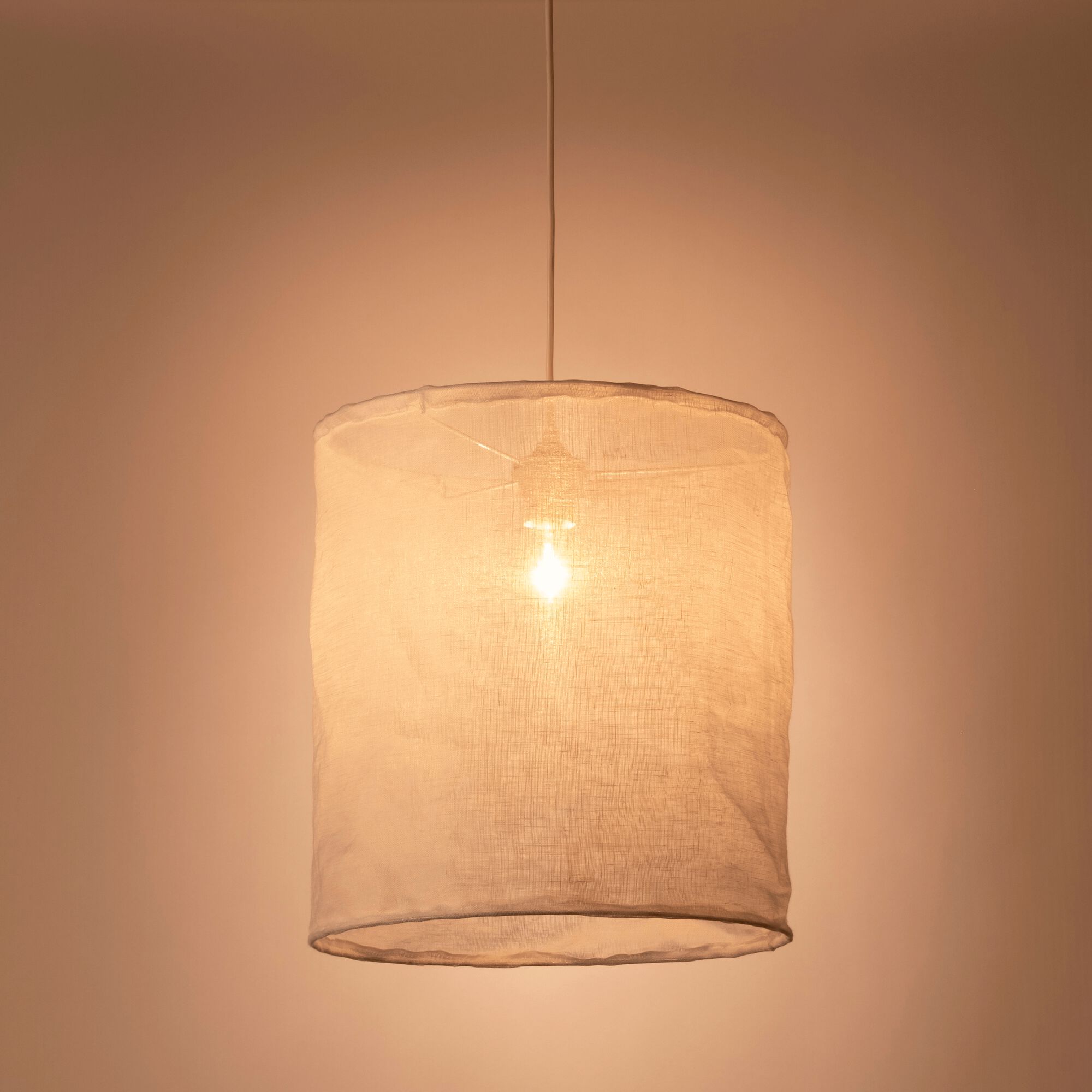 ORMES - Abat-jour cylindrique en lin D35cm - blanc