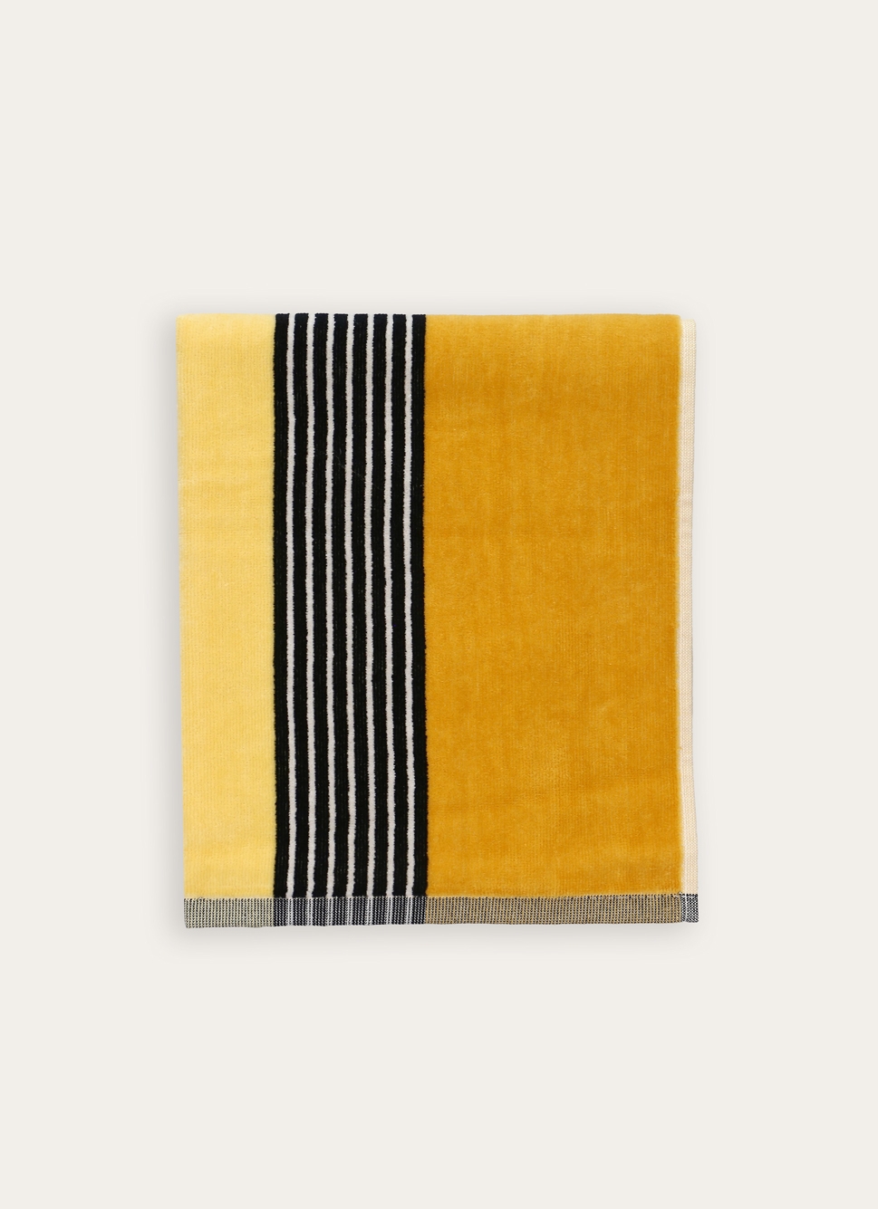 SERVIETTE DE TOILETTE BICOLORE EN VELOURS JAUNE