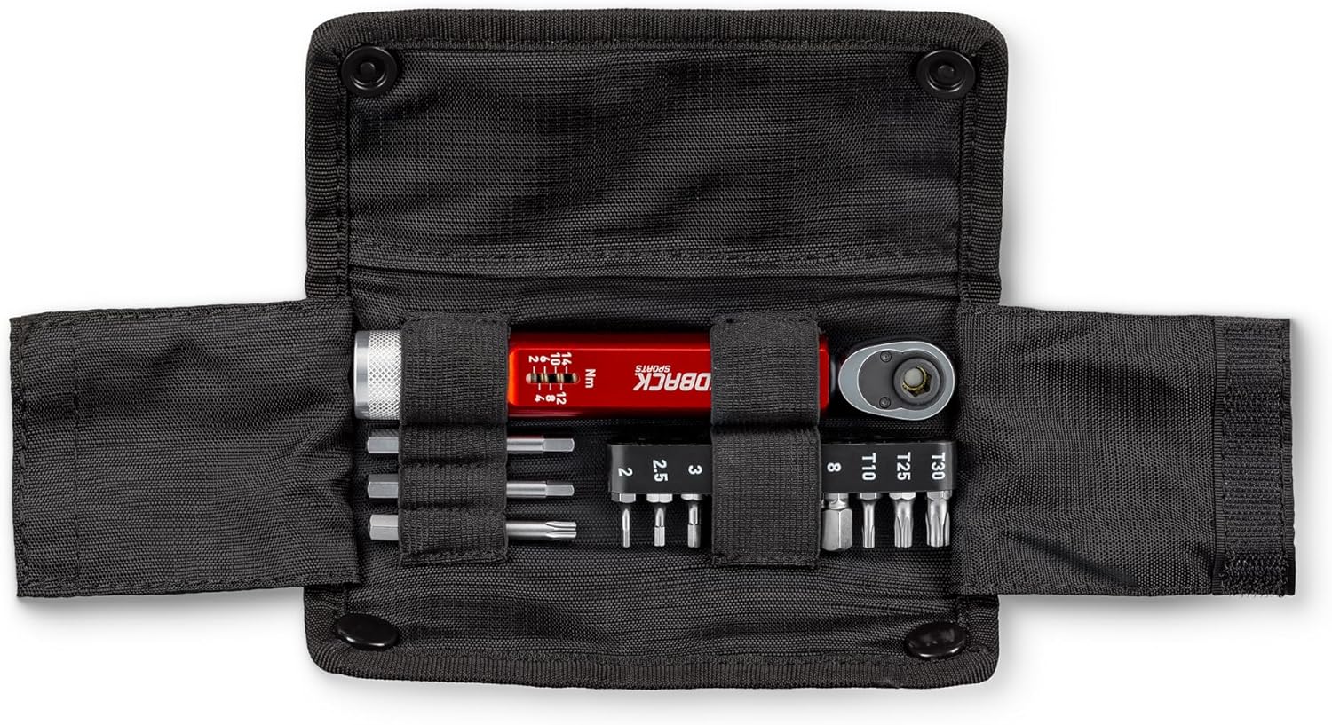 Feedback Sports | Range Click Torque Wrench Set | Adjustable Torque Ratchet Bit Driver [2-14Nm] | 13 S2 Steel Hex & Torx Bits | TPU Protective Carrying Case | Bicycle Tool Kit | Mini Torque Wrench
