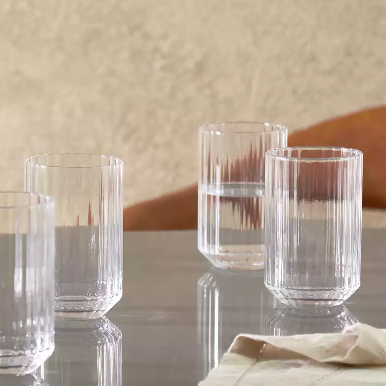 Habitat Clear Wide Ribbed Set of 4 Tumbler Glasses