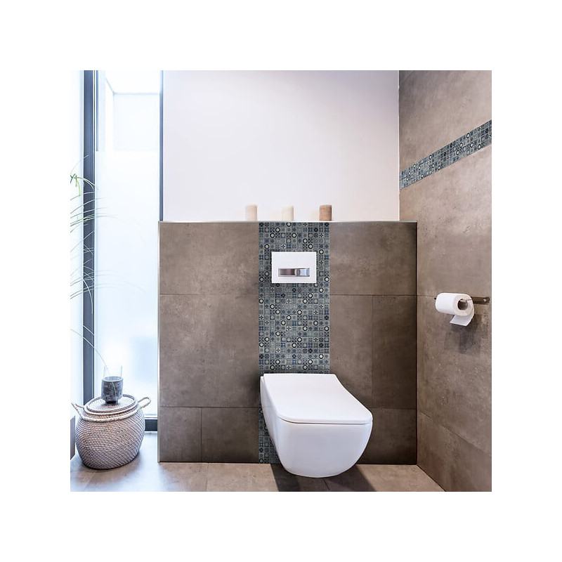 Carrelage mosaïque de verre Marie bleu 30 x 30 cm