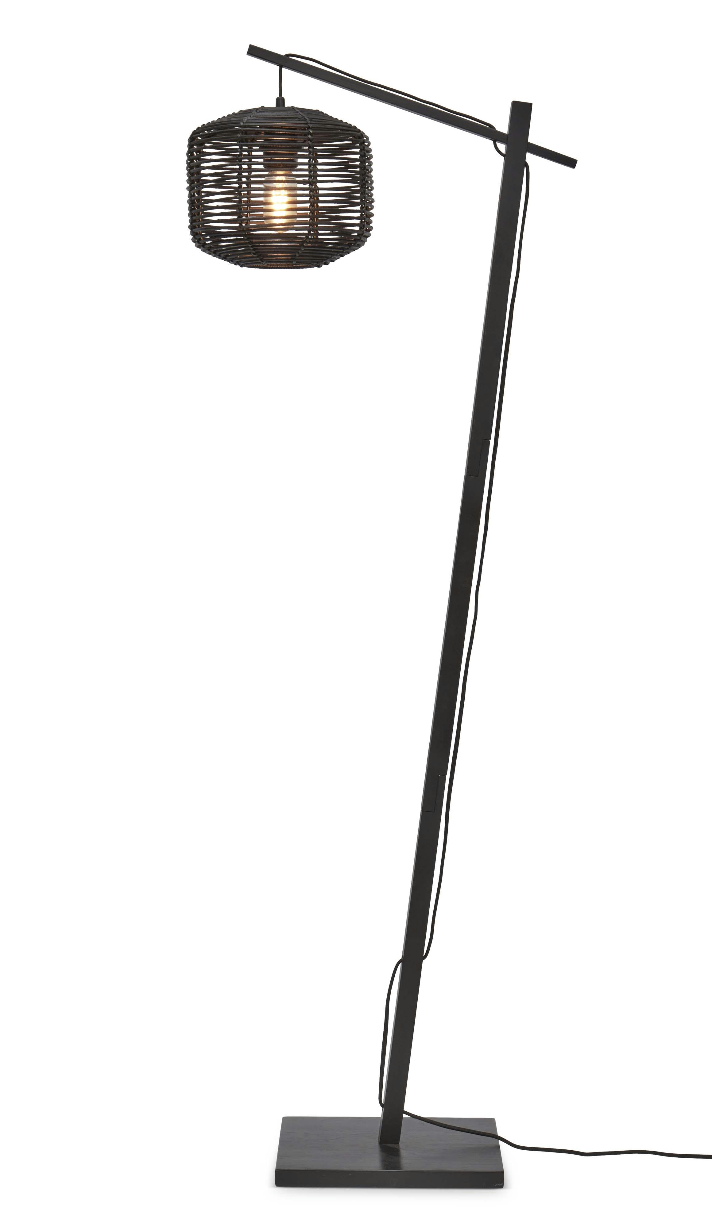 TANAMI - Lampadaire bambou abat-jour rotin noir, h. 150cm