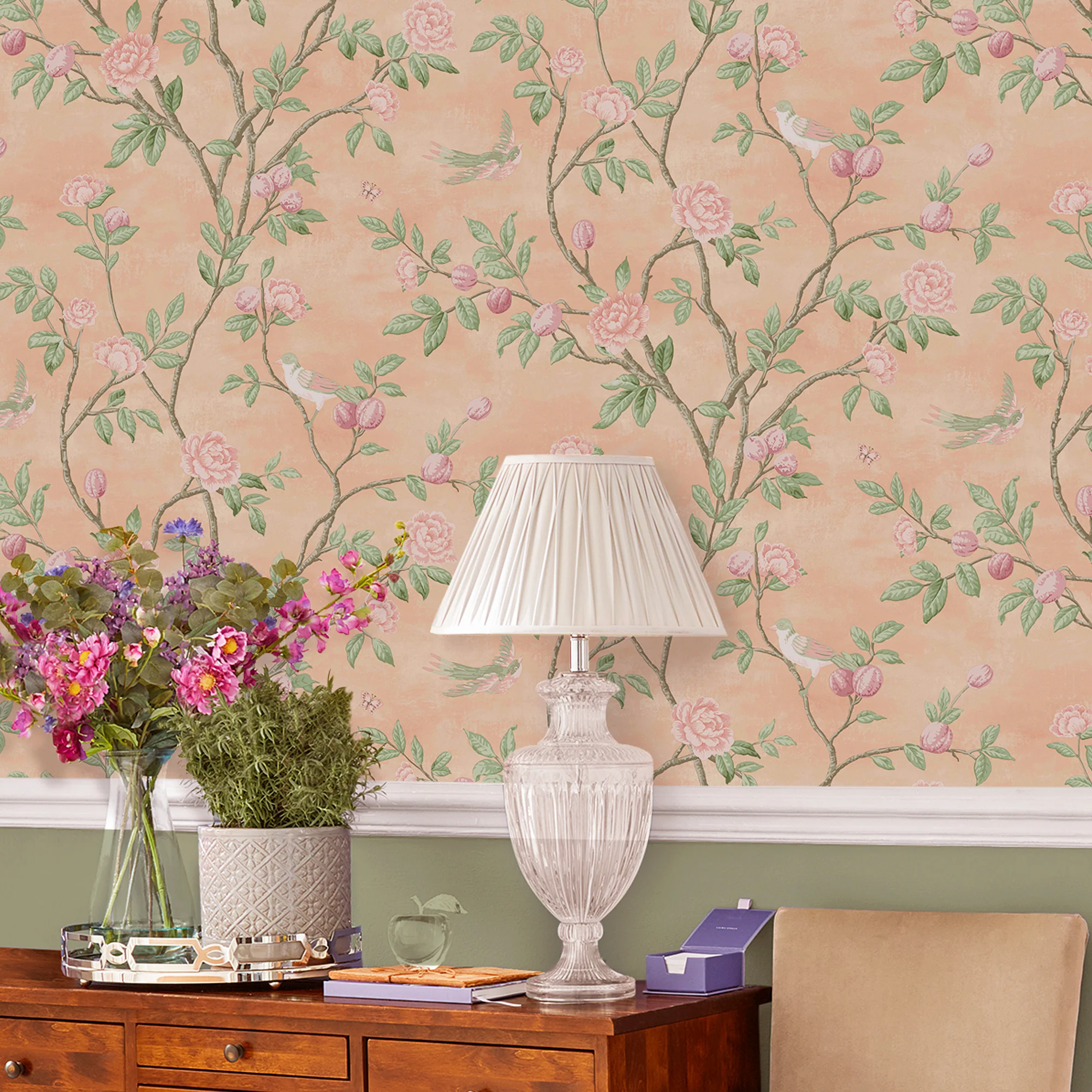 LAURA ASHLEY Papier peint intissé EGLANTINE terracotta clair