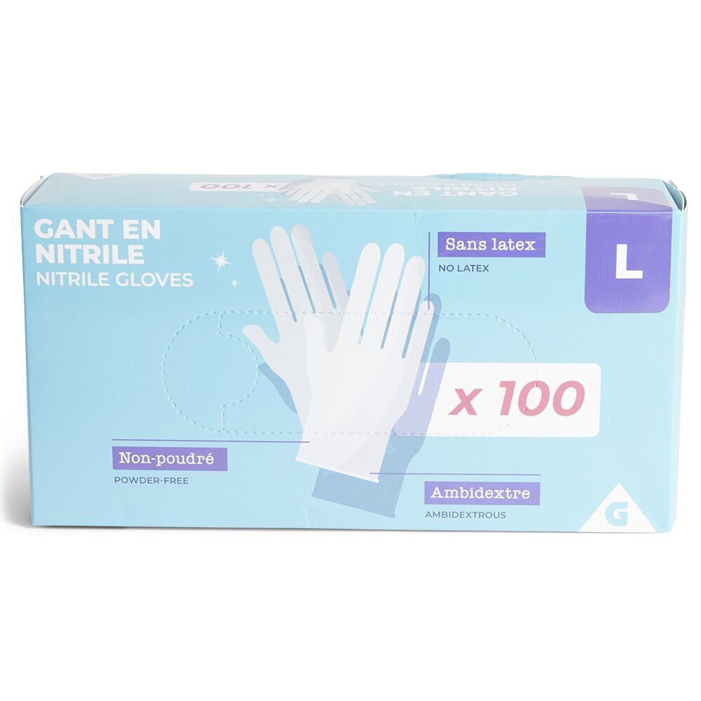 Gants en nitrile taille L x100 bleu