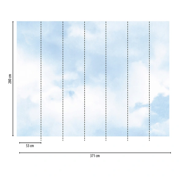 Vliestapete, Kleine Wolken, LxB: 371x280 cm, blau/weiß
