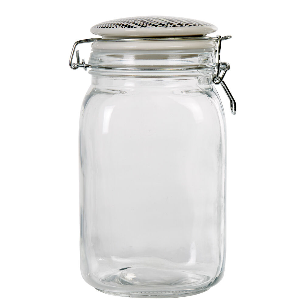 Bocal hermétique transparent avec couvercle design ethnique 1,5 L