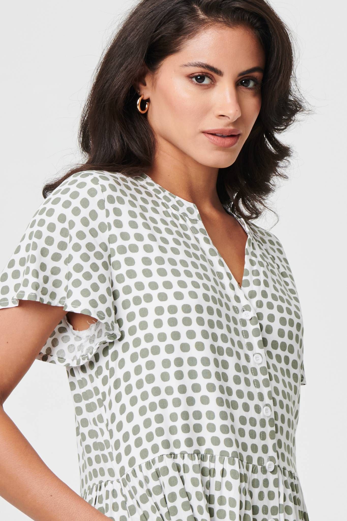 Izabel London Printed Short Sleeve Relaxed Midi Dress