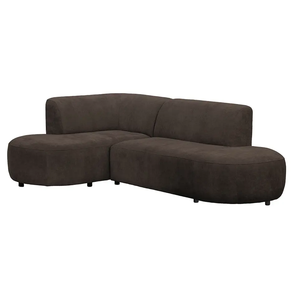 Hoekbank Luna links - stof Rebel - bruin