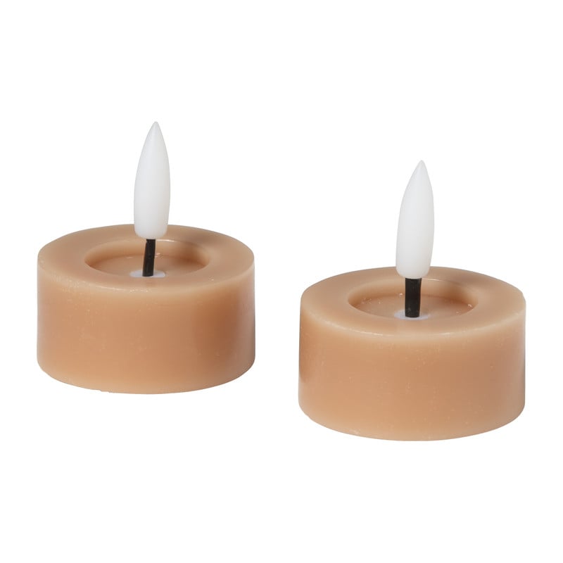 LED waxinelichten - taupe - set van 2