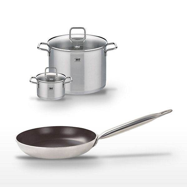 Lot Poêle 28cm &2 Faitouts 16/26cm Elo Bistro Line