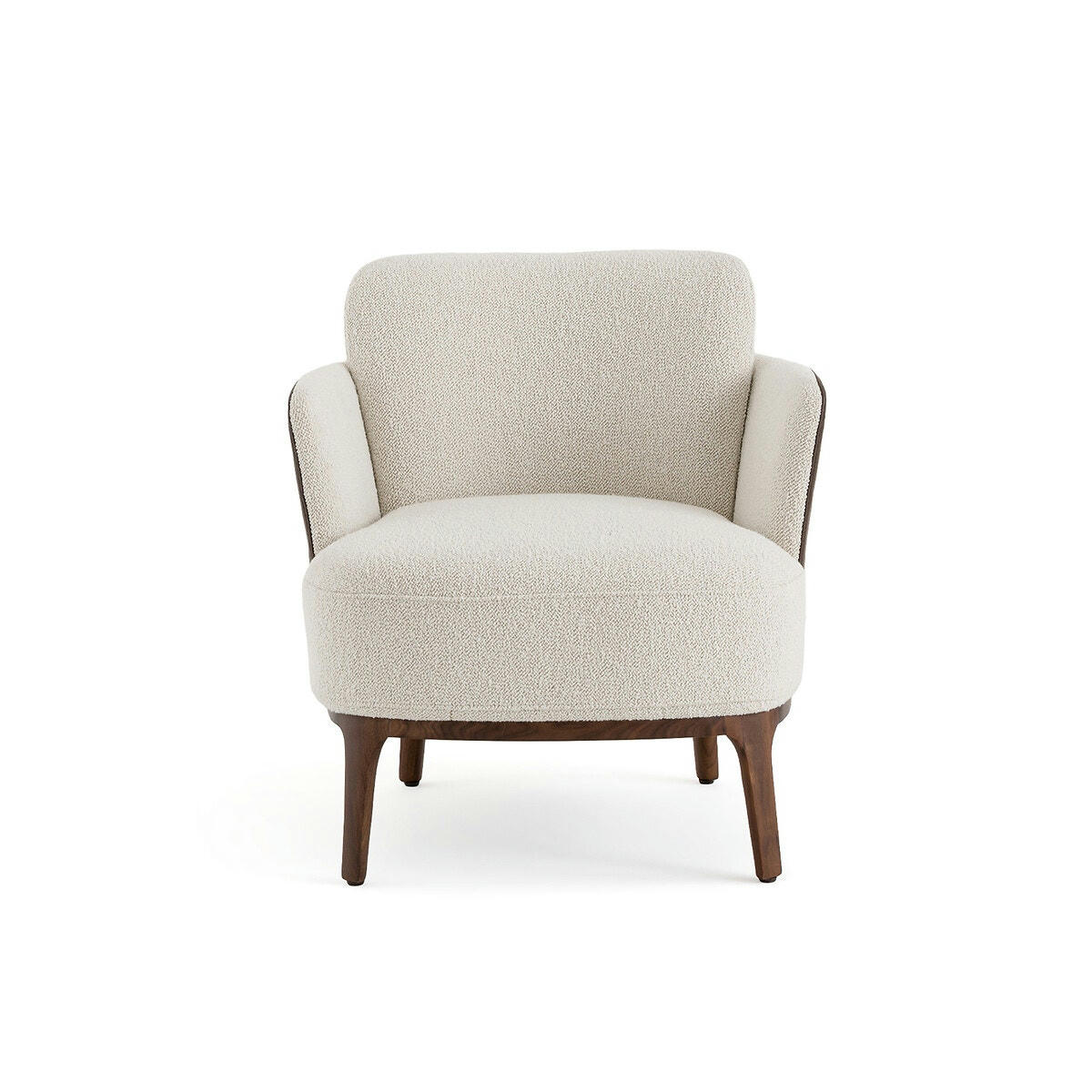 Fauteuil en noyer et tissu bi-matière, Jabote