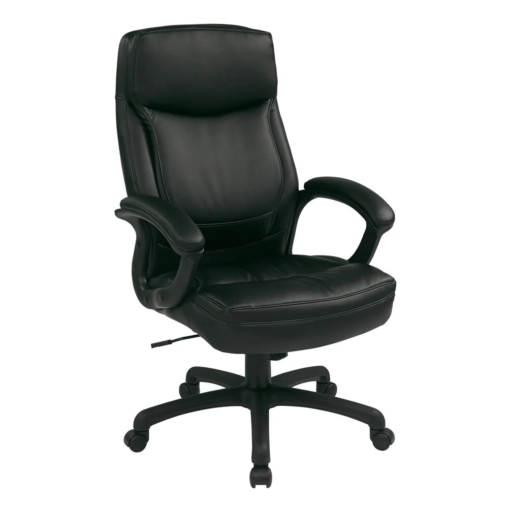 Work Smart Black Eco Leather High-back Contour Executive Chair