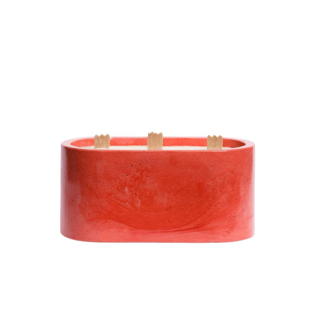 BOUGIES XXL -BÉTON UNI - Bougie xxl en béton rouge parfum fleur de figue