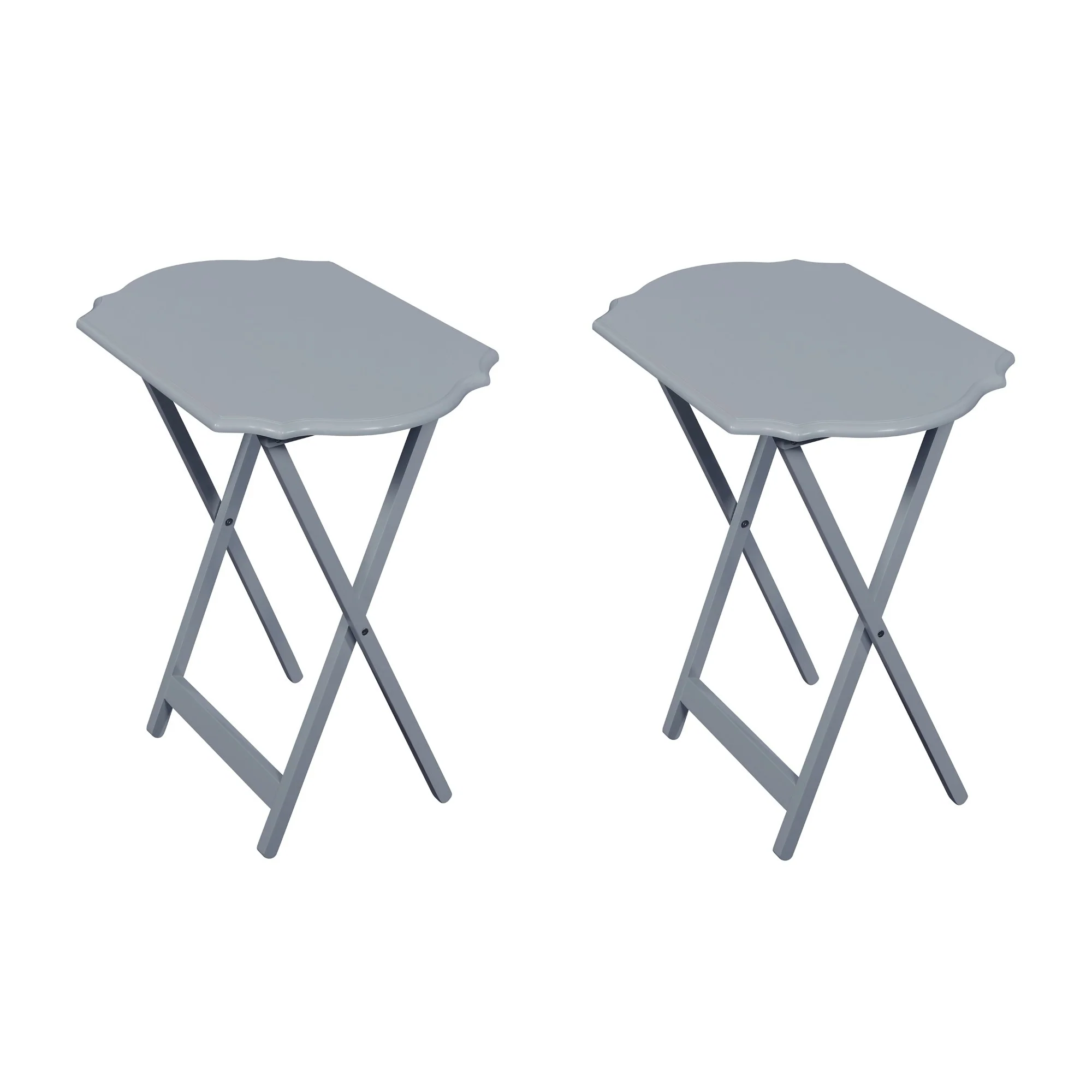 Foldable Snack Tray Tables with Routed Edge - 26.25 - Gray - Set of 2