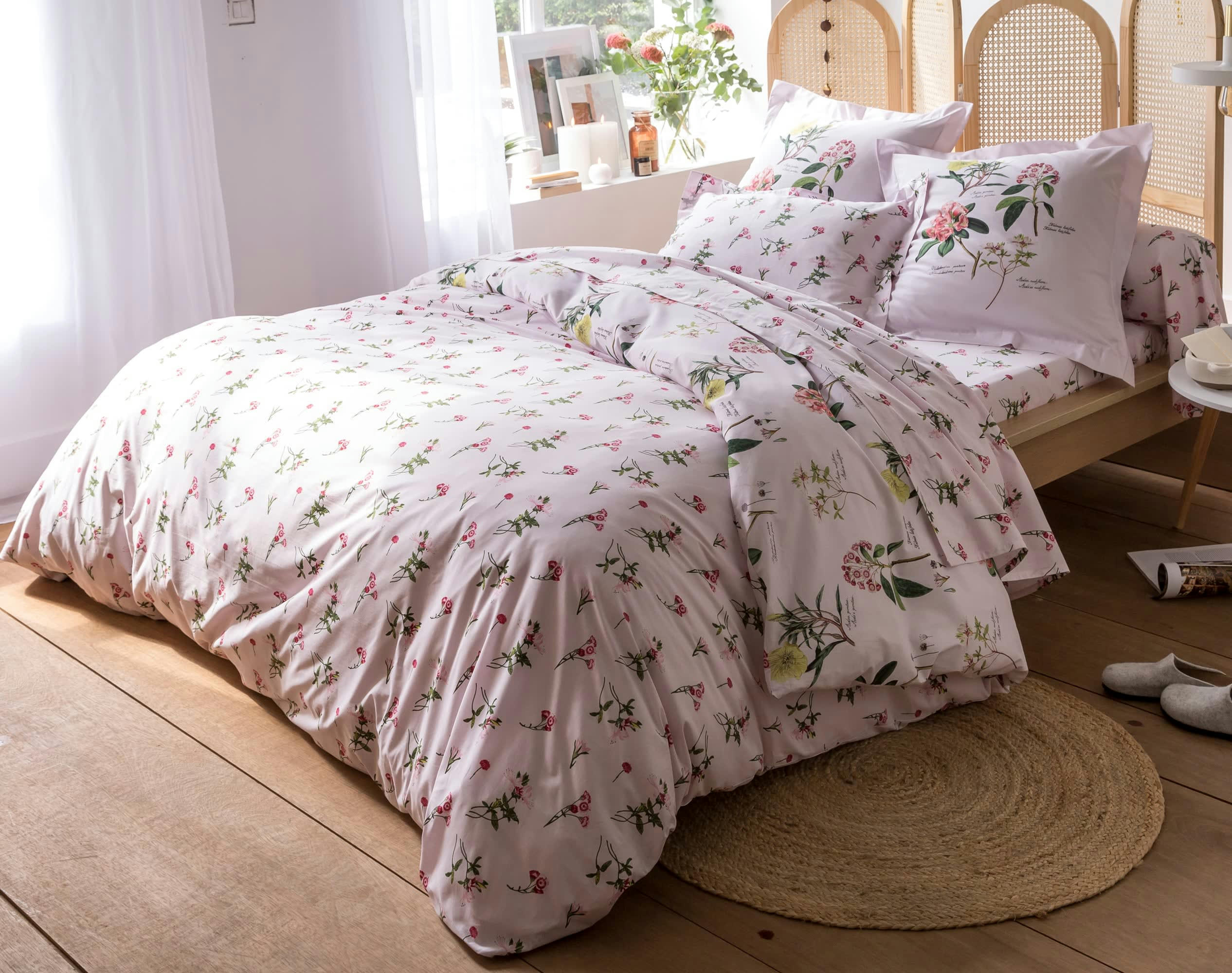 AZALEE - Housse de couette réversible 200x200 blanc en coton