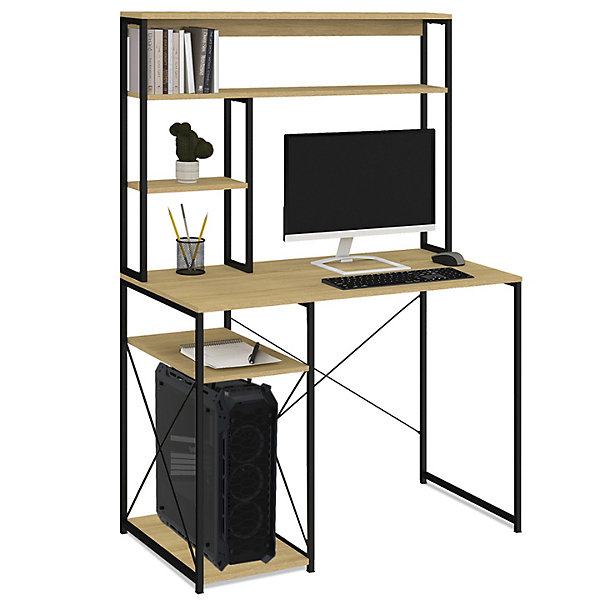 Bureau avec étagères de rangement DETROIT design industriel