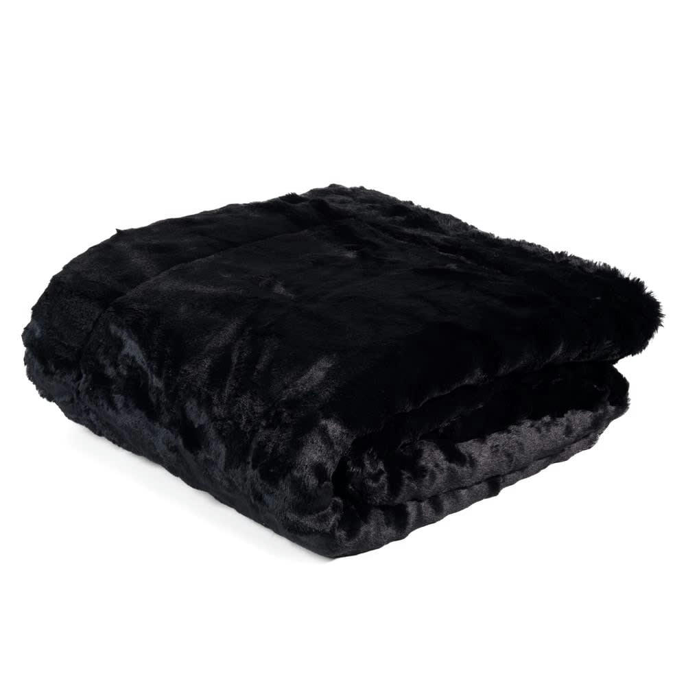 Soho - Plaid imitation fourrure noire 150x180