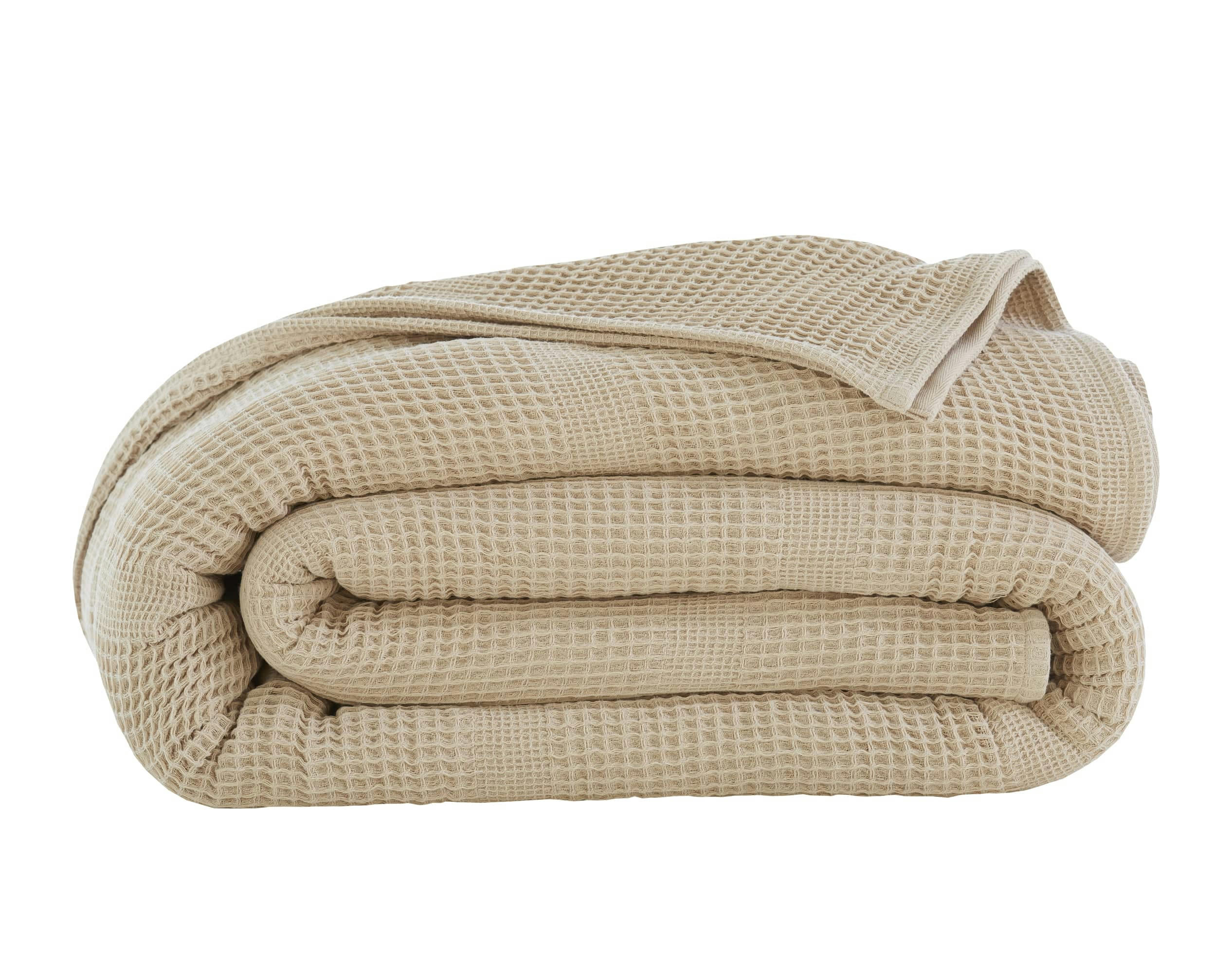 NID D'ABEILLE - Couverture légère 180x250 beige en coton 300 g/m²