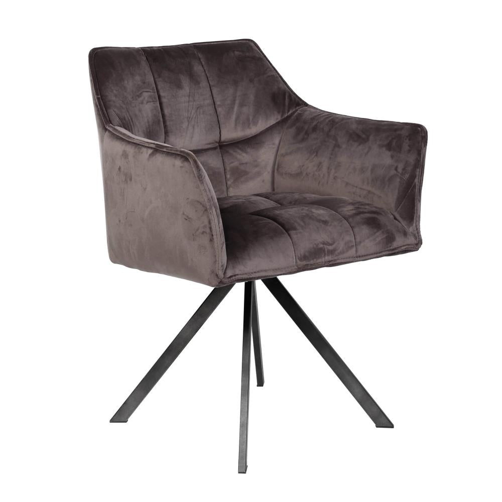 Giga Meubel Eetkamerstoel Raster - Antraciet Velvet - Draaibaar - Set van 2 - Set van 2