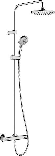 Colonne de douche thermostatique avec pommeau   douchette 1 jet   flexible   barre réglable, chromé, Hansgrohe Vernis Blend 200 EcoSmart