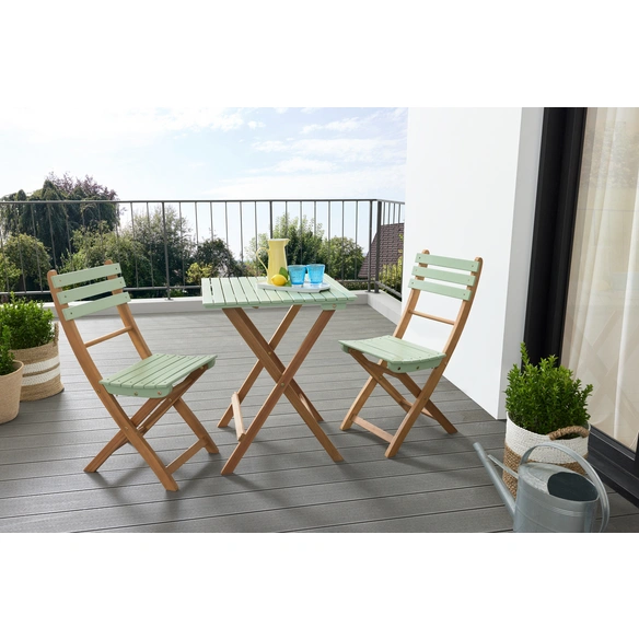 Balkonset »Wien«, 2 x Klappstühle, 1 x Tisch, Akazienholz, mint