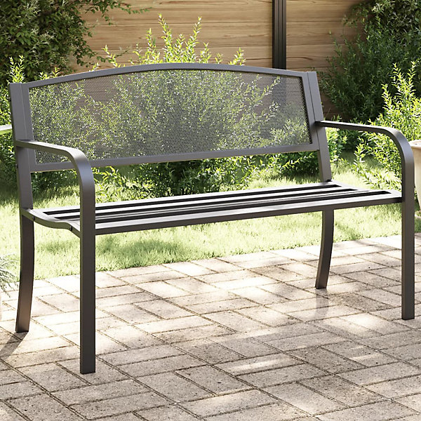 Banc de jardin 119 cm noir acier vidaXL