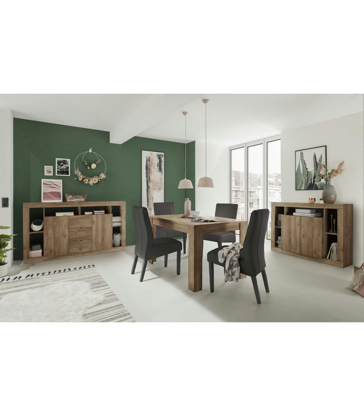 RIMINI - Buffet 2 portes effet bois - L134 cm