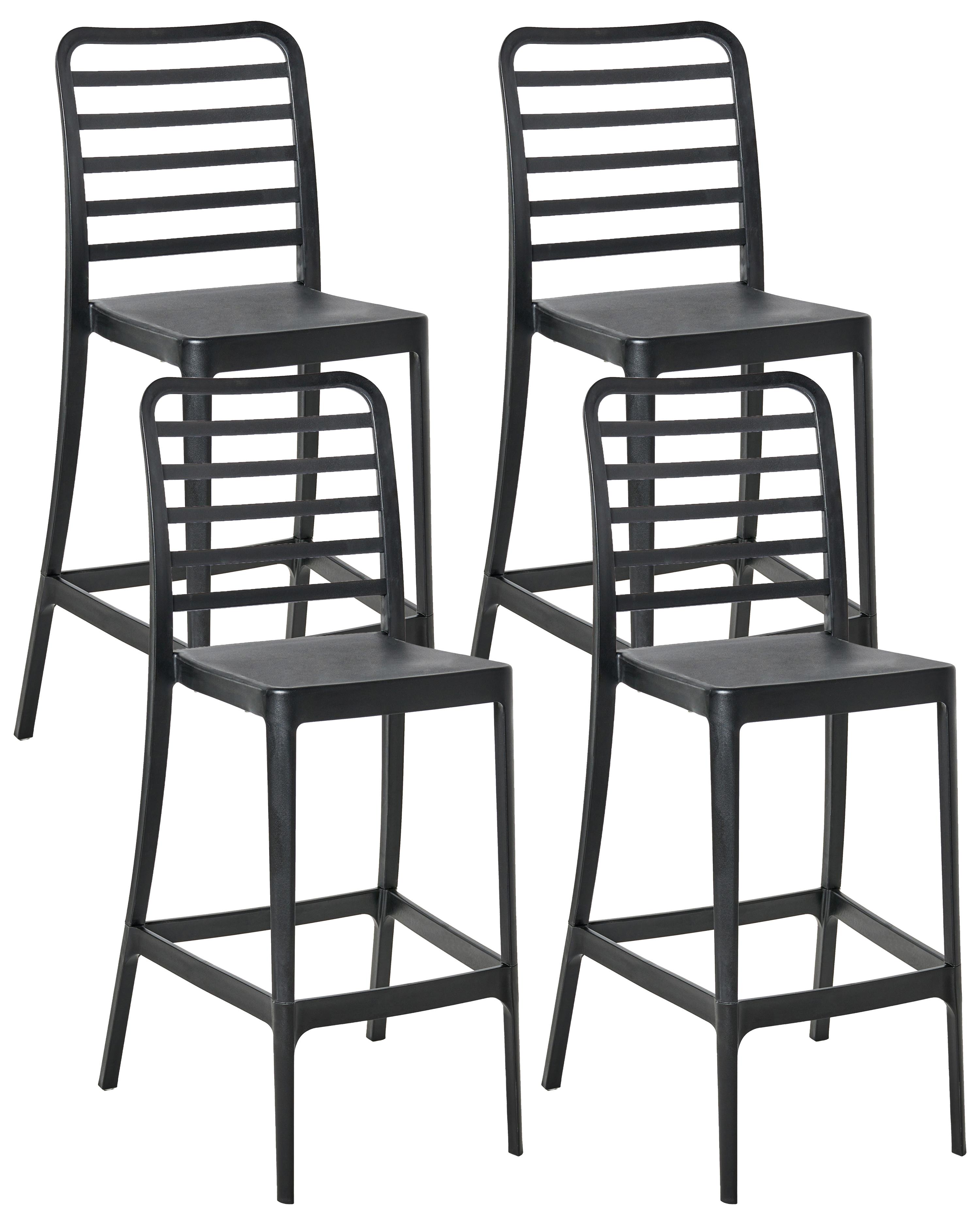 Set of 4 Bar Chairs SECEDA Synthetic Material 2 in 1 Black