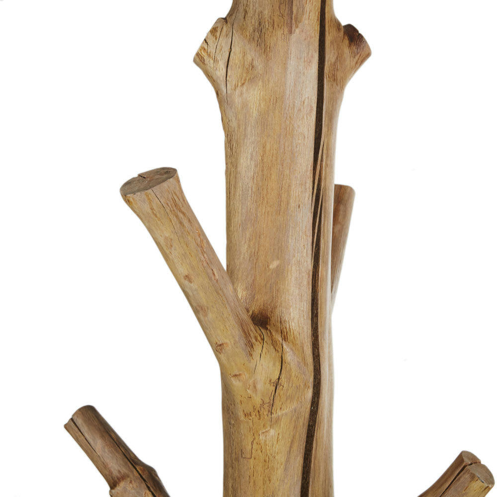 - Porte-manteaux tronc d'arbre en bois de mangoustanier brun et métal noir