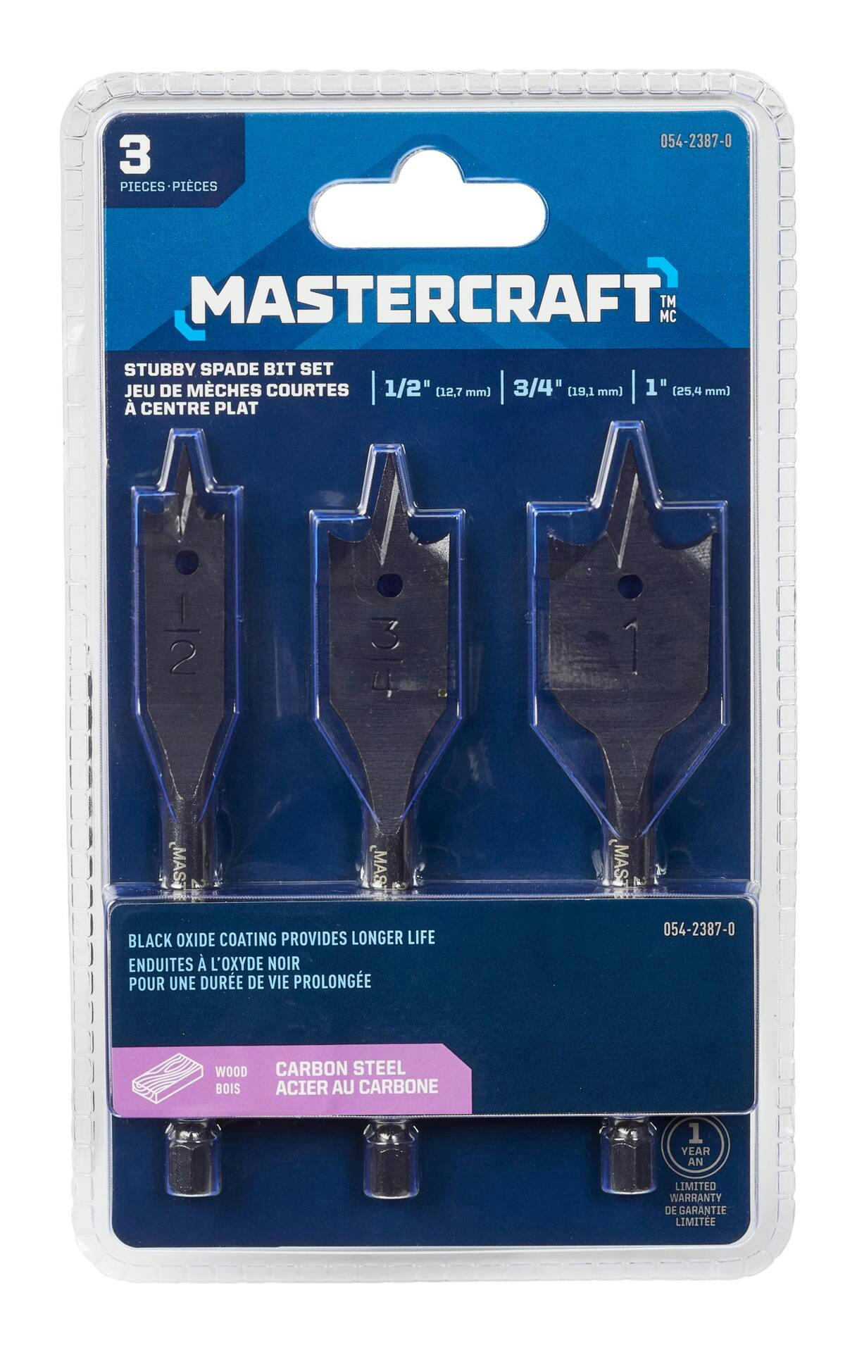 Mastercraft Stubby Impact Driver/Drill Spade Bits, 3-pc