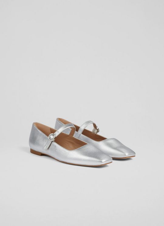 Willow Silver Leather Mary Jane Flats