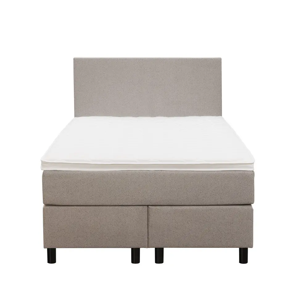 Boxspring Liv egaal - beige - 120x200 cm - ronde poot