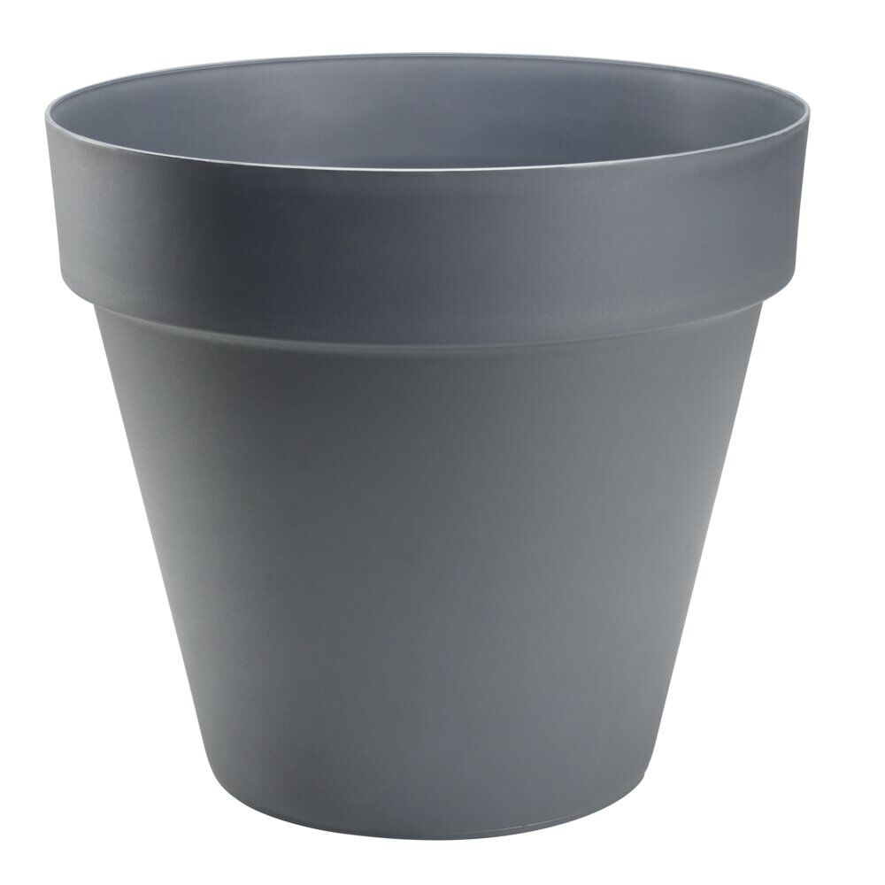 Cache pot rond gris uni lisse gris 76L