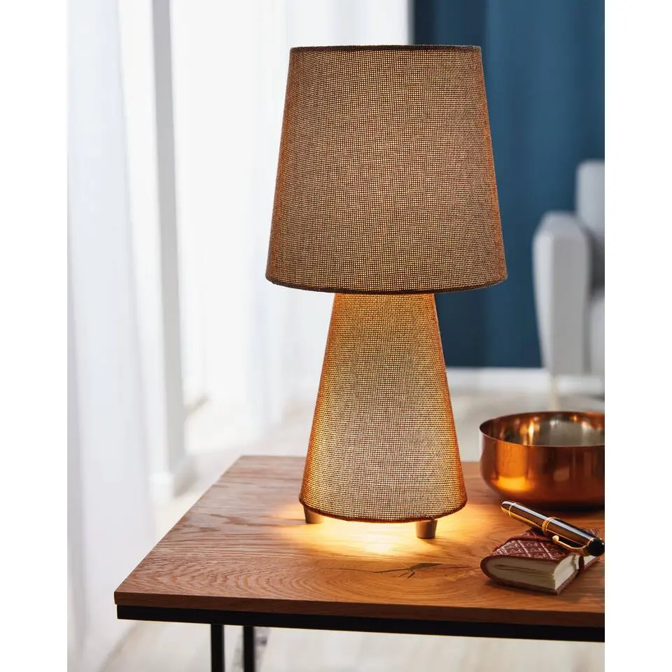 EGLO Carpara Tafellamp - E14 - H 34 cm - Textiel/Linnen - Wit/Bruin