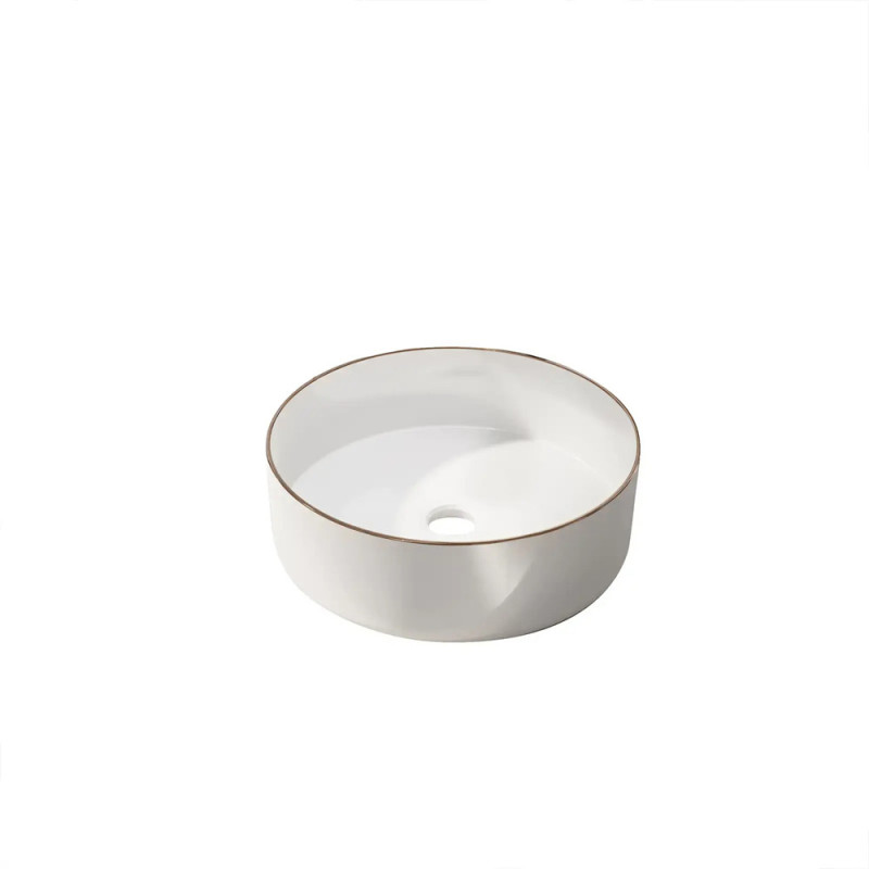 Vasque à poser ronde blanc mat et or rose AURLANE