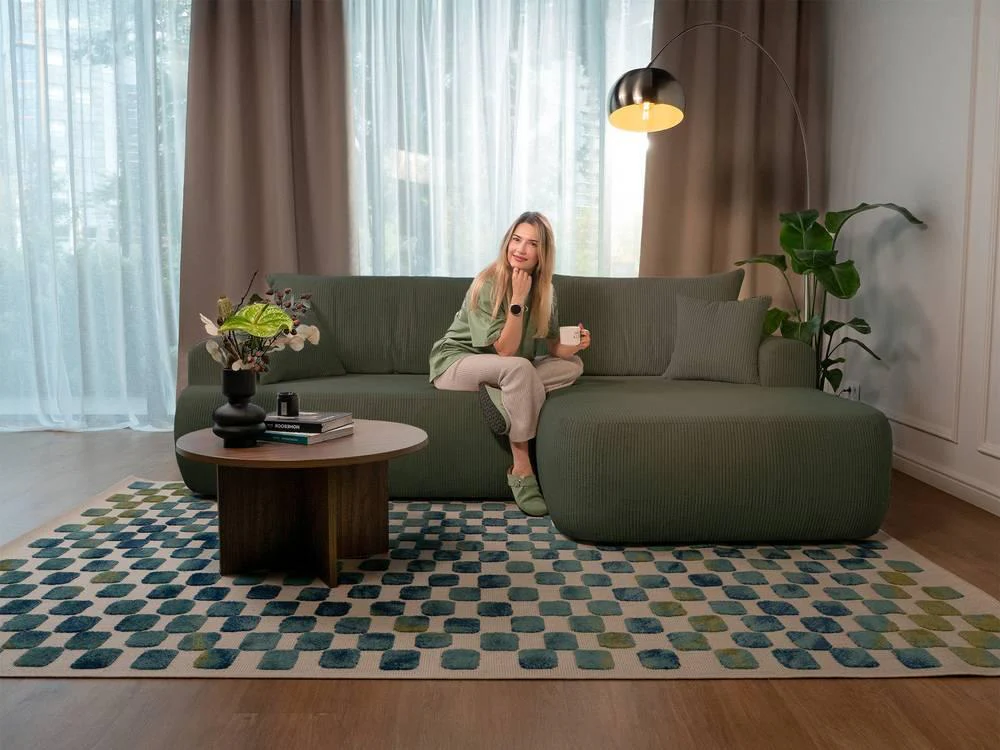 Hoekslaapbank Philipa ribstof rechts