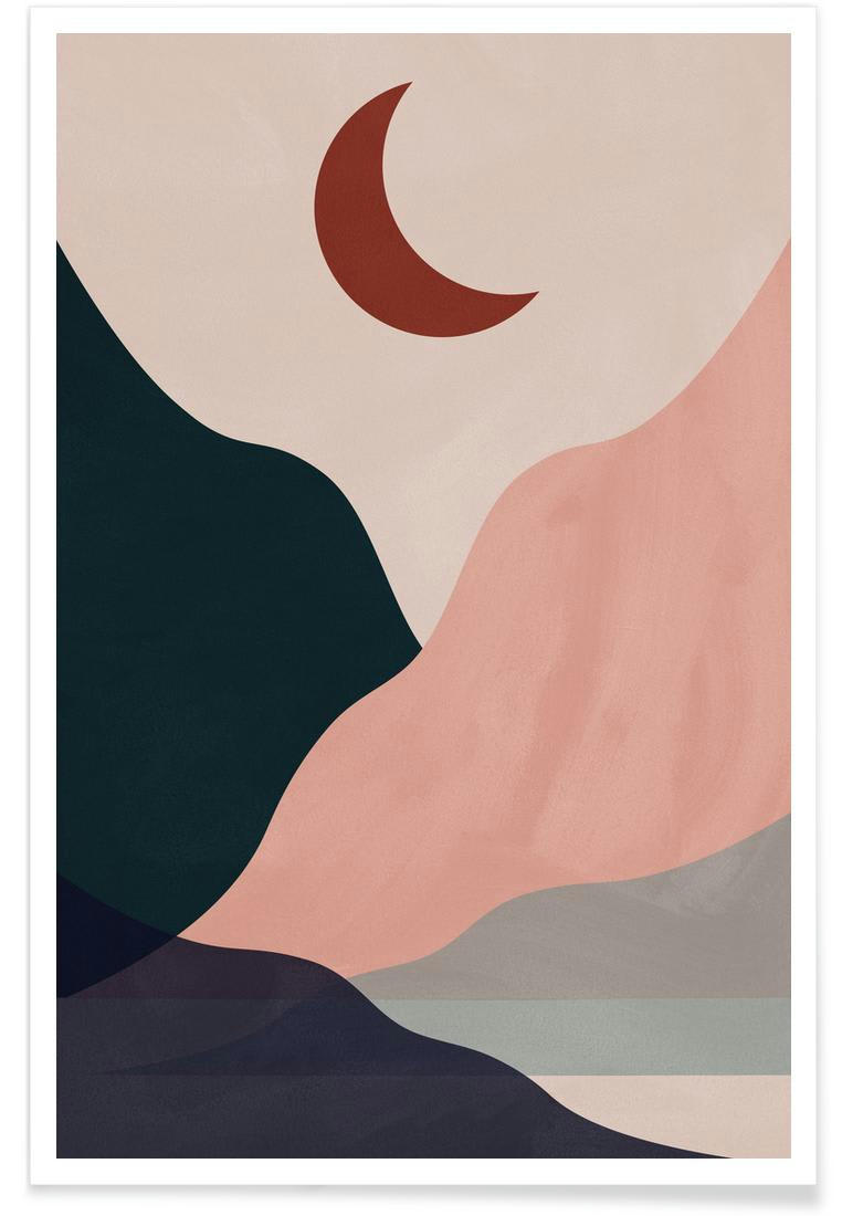 HILLSCAPE - Affiche gris & rose