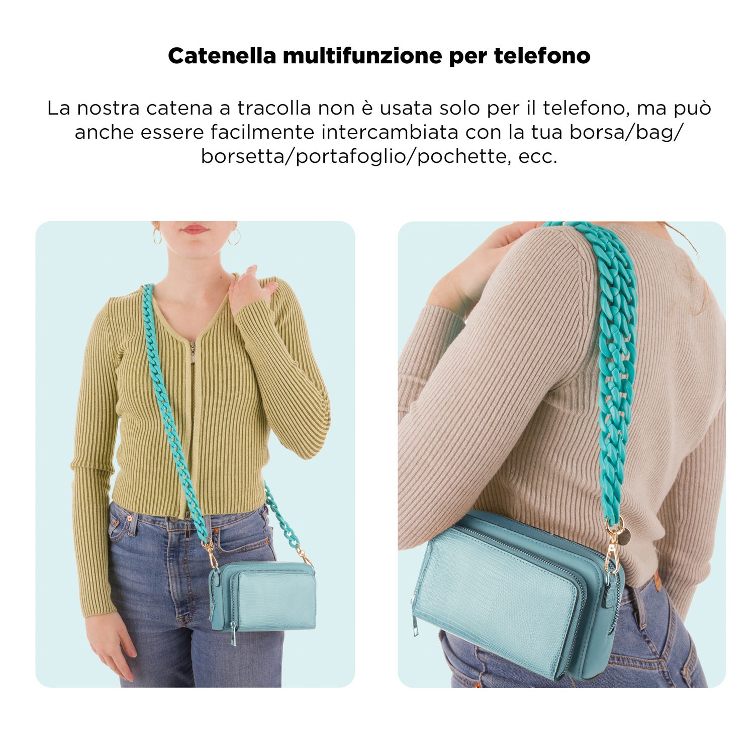 Tracolla smartphone e borsetta turchese 120 cm – Fashionally