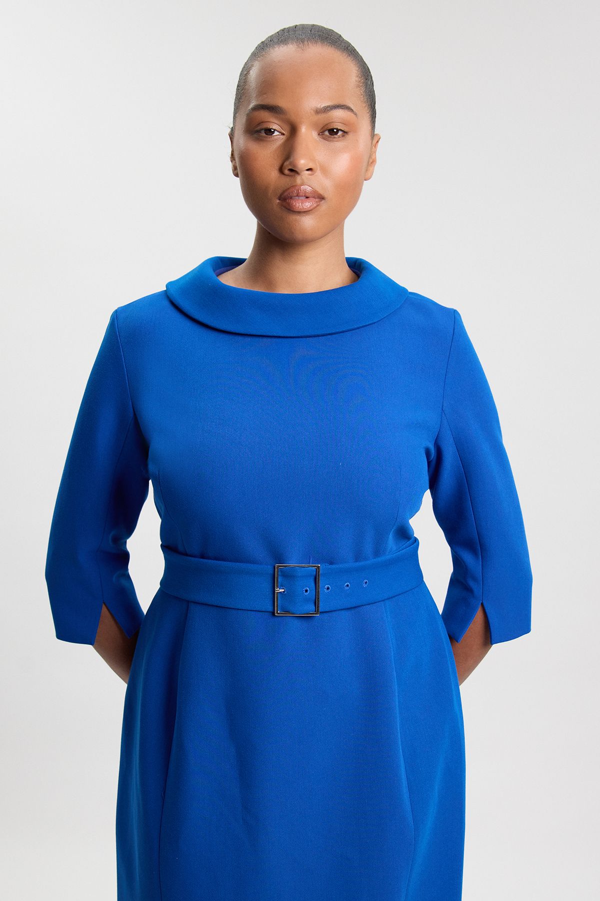 KarenMillen Plus Size Tailored Roll Neck Pencil Midi Dress