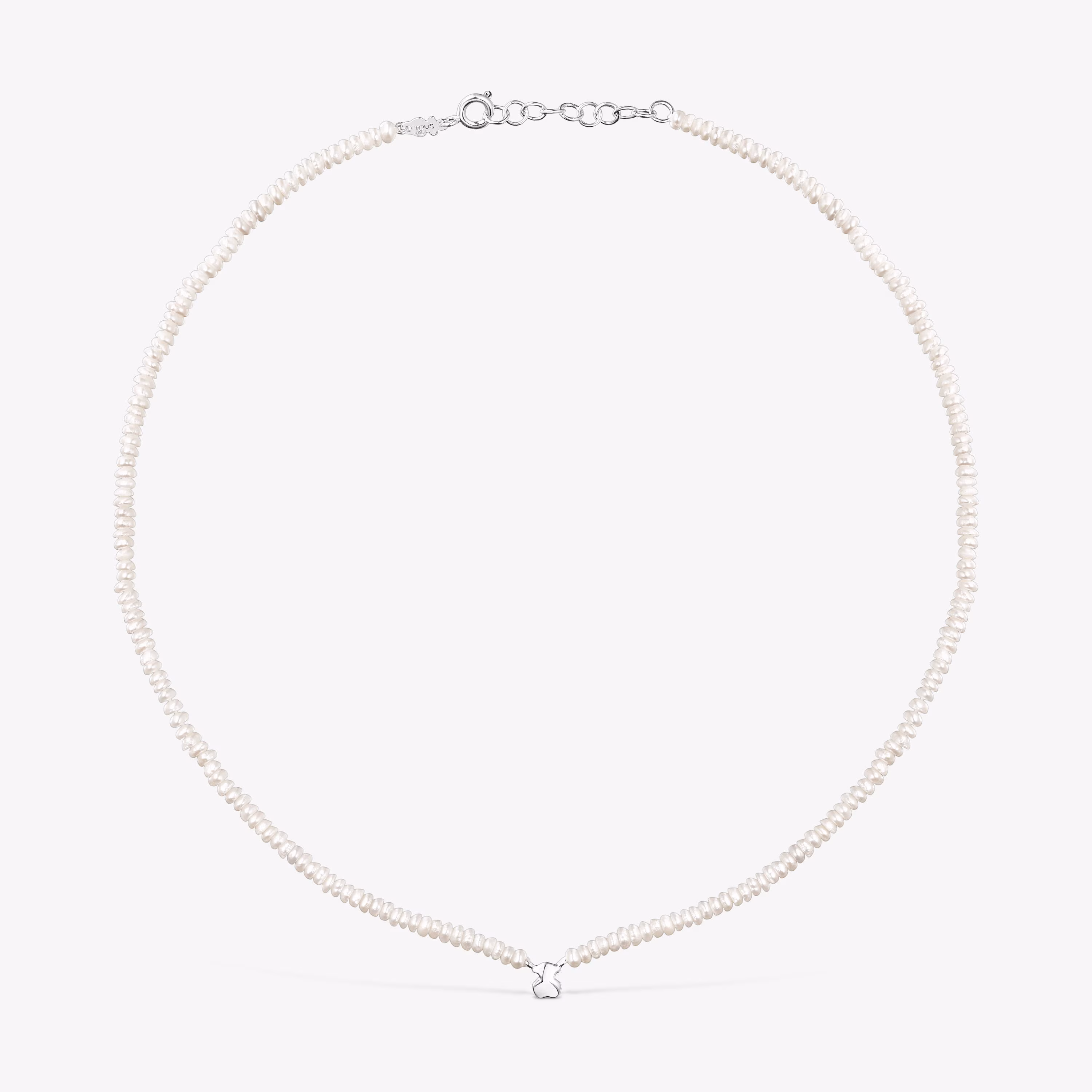 Pack de collares de plata y perlas cultivadas, corazón y oso Mini Icons