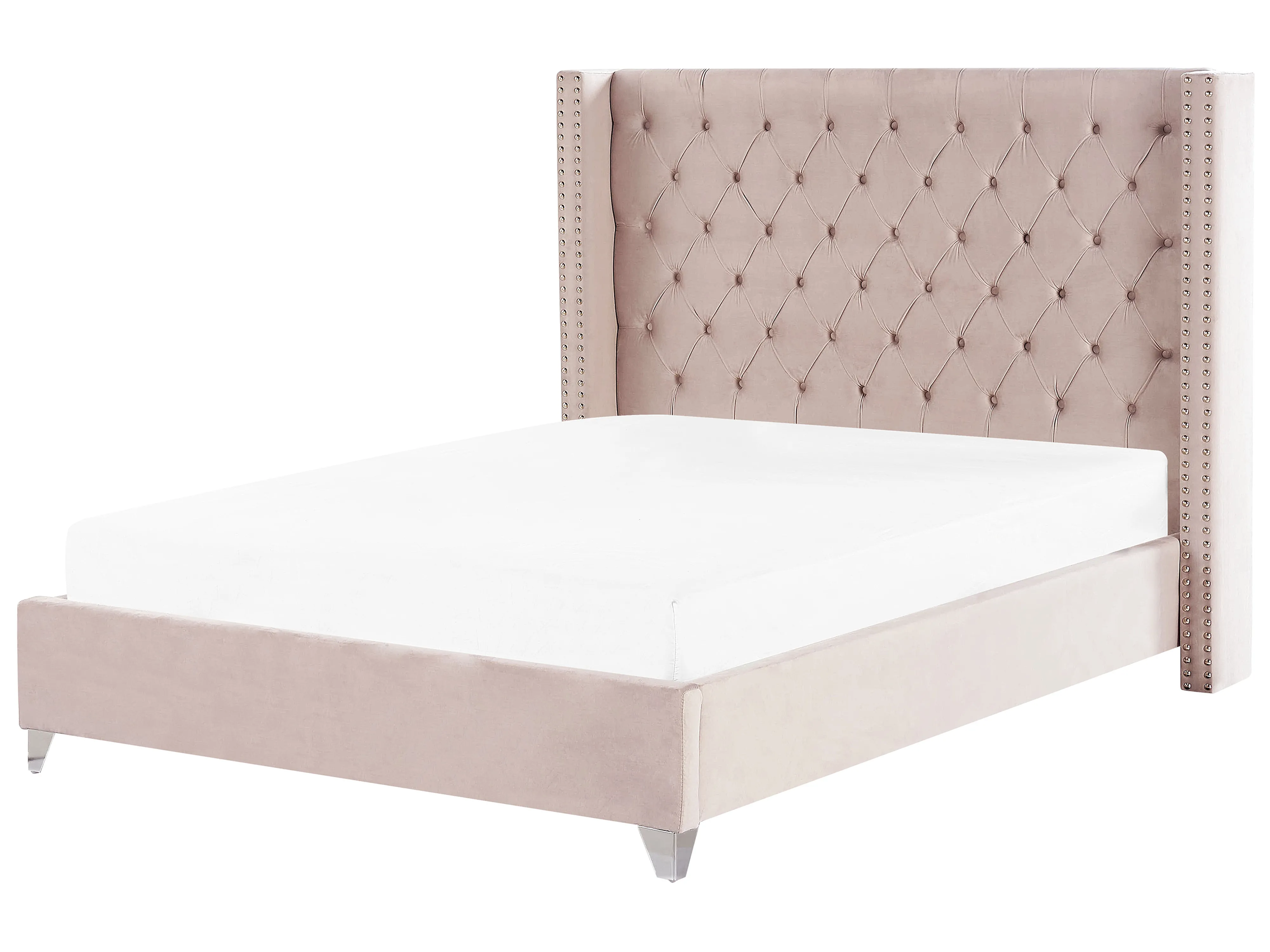 Bed Velvet LUBBON 180 x 200 cm (EU Super King) Pastel Pink