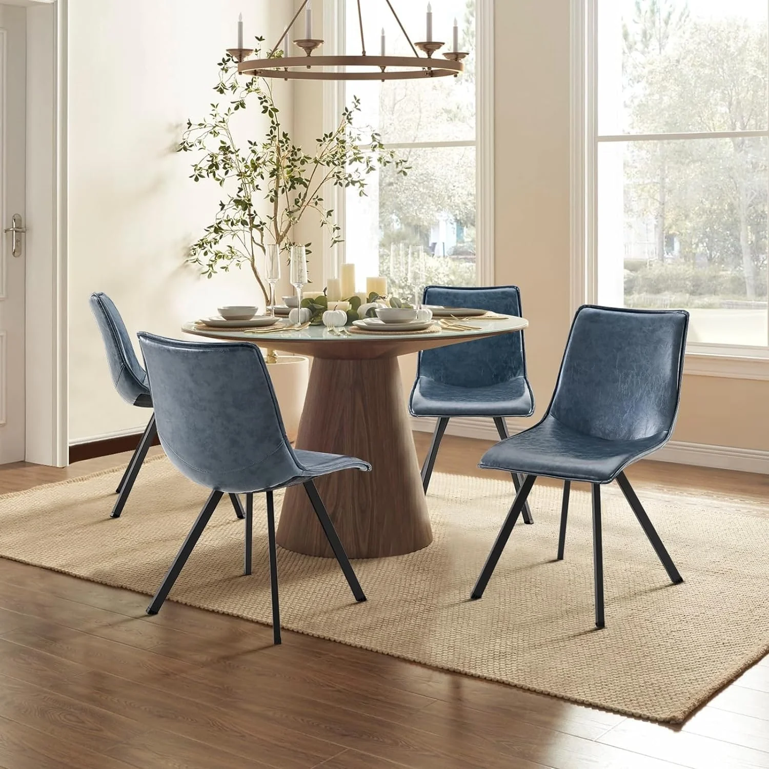PU Leather Dining Chairs Set of( 2/4/6), High Back Modern Upholstered Dining Room Kitchen Side Chair with Metal Legs